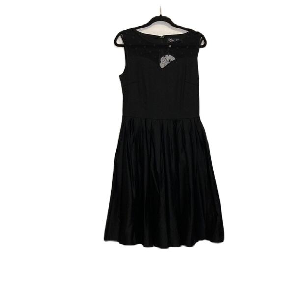 Dolly and Dotty Black Polka Dot Sheer Swing Retro Vintage Style Dress Size 8 - Picture 1 of 12